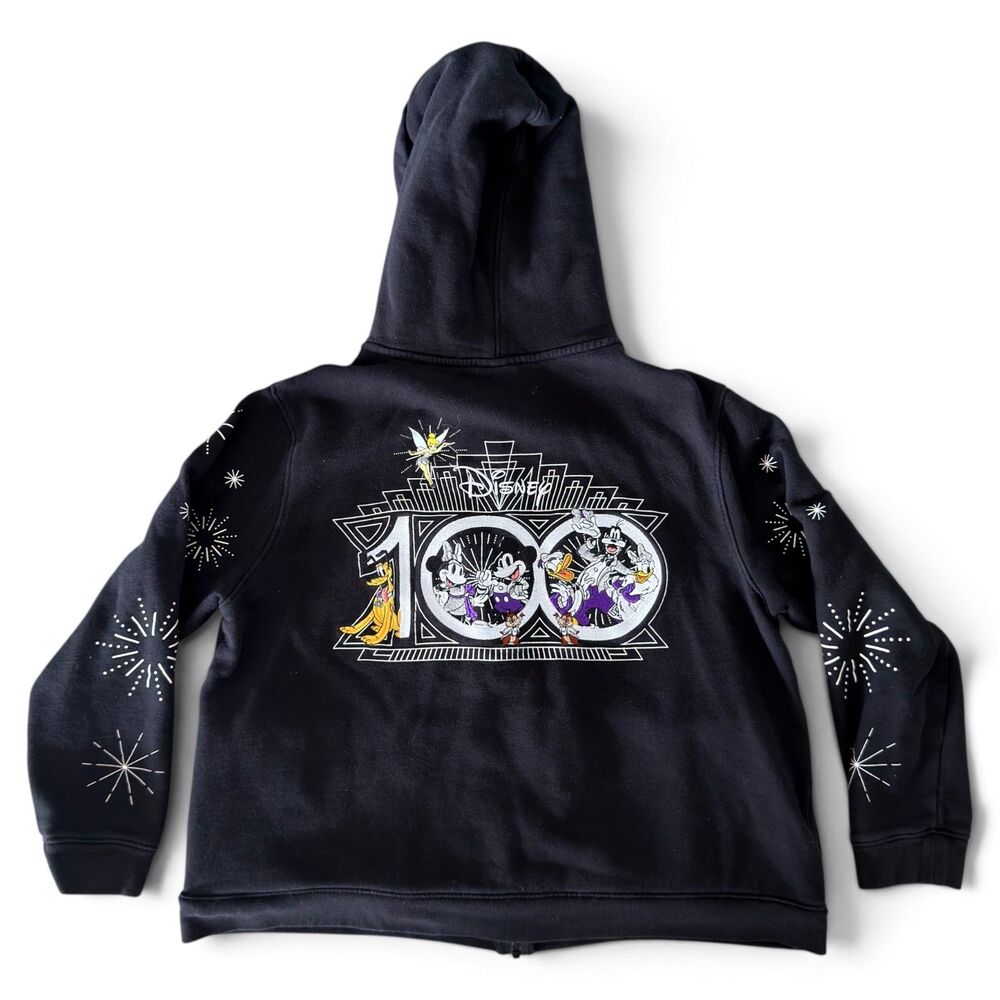 Disney 100th Anniversary Mickey & Friends Full Zip Hoodie Adult XL Black
